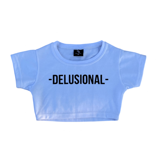 MC -DELUSIONAL- Crop Top (White)